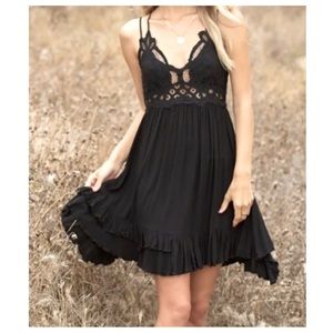 #13 Boho Chic Lace Trim Asymmetrical Ruffle Hem Cami Dress